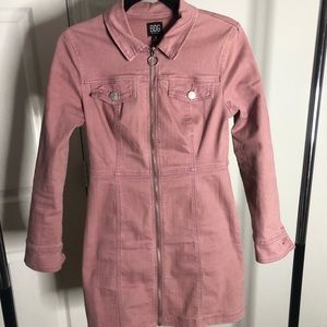 Mauve zip up jean dress